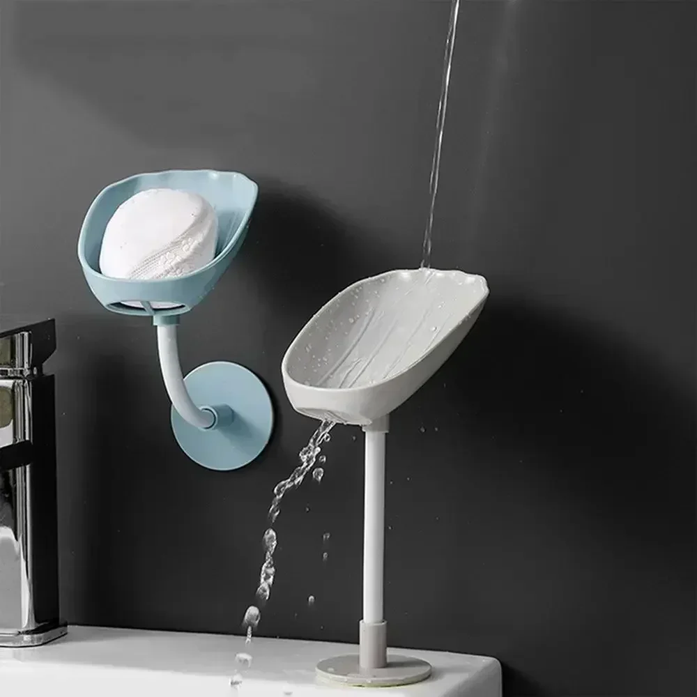 Hot Plastic Sucker Wall-Mounted Soap Dish Bendable Drain Soap Holder Kitchen Bathroom Toilet Laundry Supplies Tray Accessories