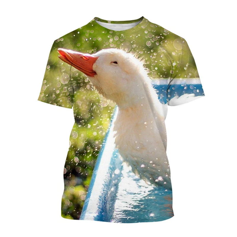 Cute Pets Duck T-shirt For Men Casual Animal 3d Print Short-sleeved Round Neck T Shirt Harajuku Streetwear Tops Loose Tees