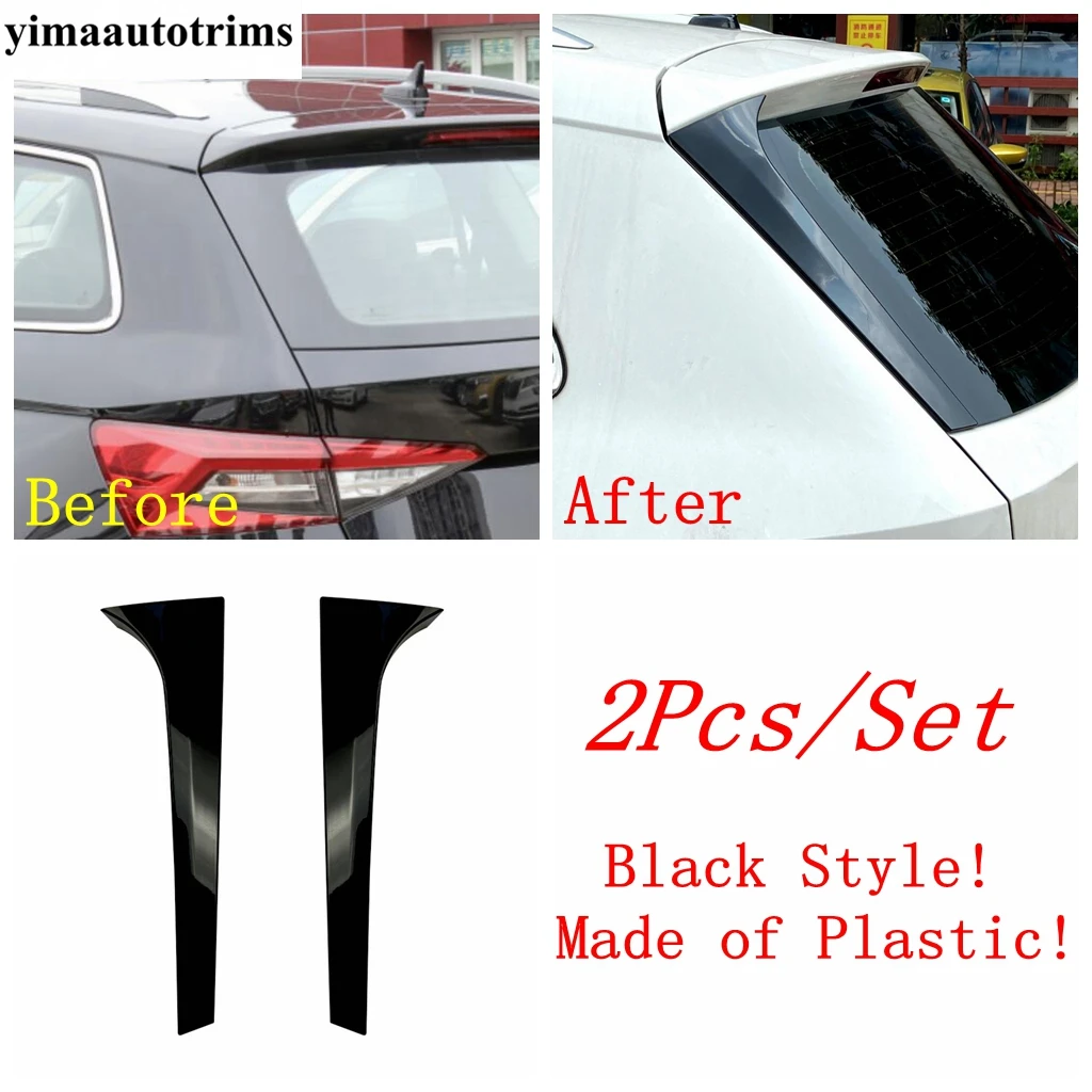 Black Plastic Accessories Rear Windshield Tail Window Spoiler Stripes Cover Trim Exterior Decor Fit For Skoda Kodiaq 2017 - 2023