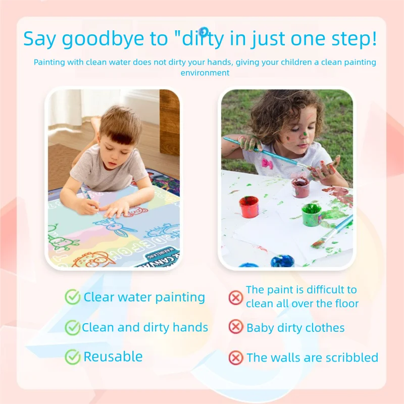80x60CM Magic Water Drawing Mat Coloring Doodle With Reusable Magic Pens Montessori Painting Board Educational Toys Kids Gifts