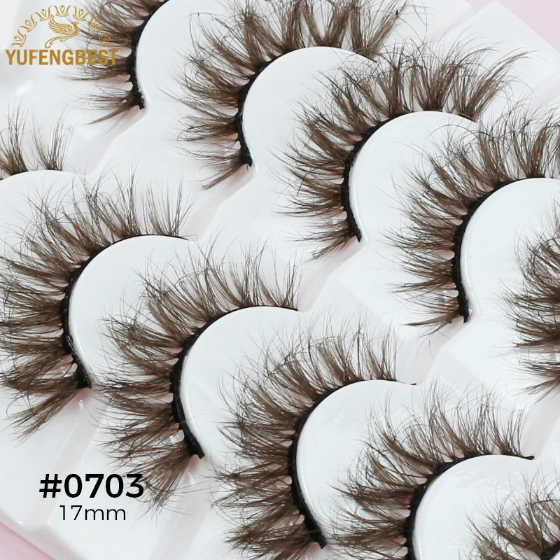 

YUFENGBEST 18 Long Thick Marron Brown Faux Cils Blond 5d Fluffy Eyelashes Strips Lash Clusters Pestanas Rubias Wimpers Wholesale