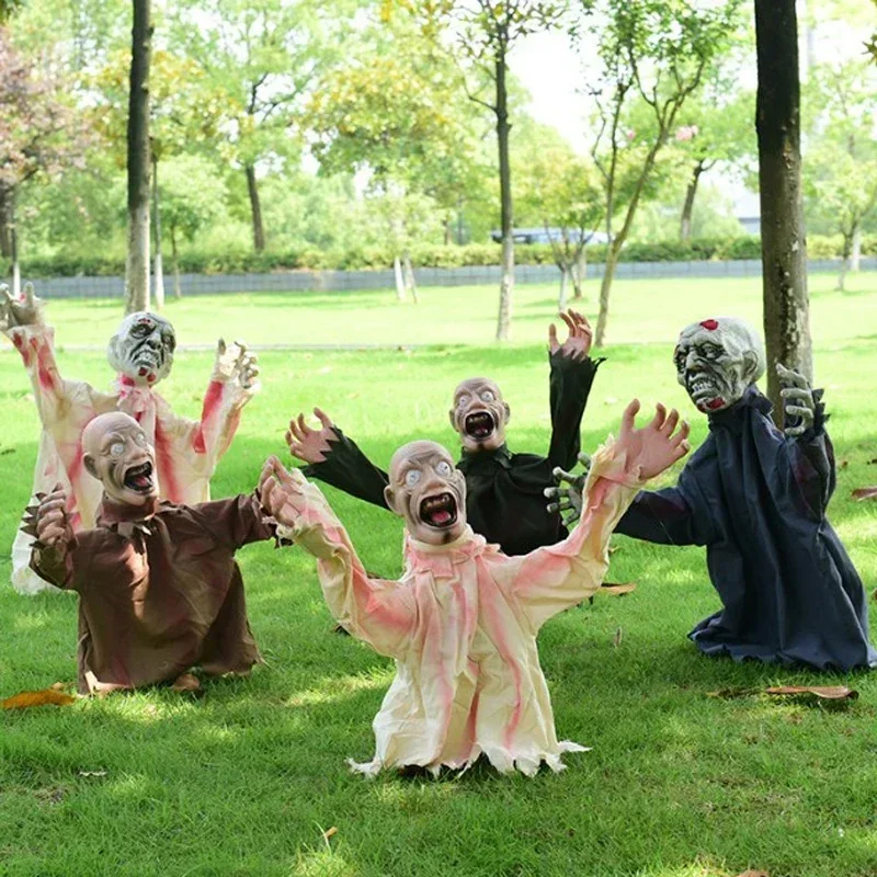 Жуткие украшения на Хэллоуин с большим призраком Jinglei, новые украшения с голосовым управлением Жуткие украшения на Хэллоуин с большим призраком Jinglei, новые украшения с голосовым управлением