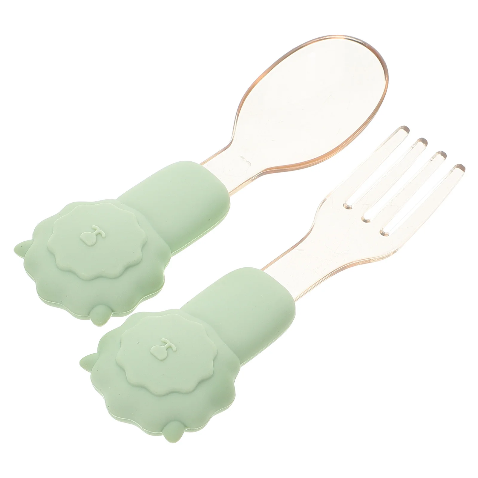 

1 set 1 Set Silicone Spoon Fork For Lion Design Feeding Utensils Training Cutlery Set Reusable
