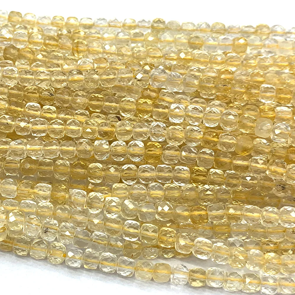 Natural Citrine Faceted Irregular Cube Small Beads For Jewelry Making 06828