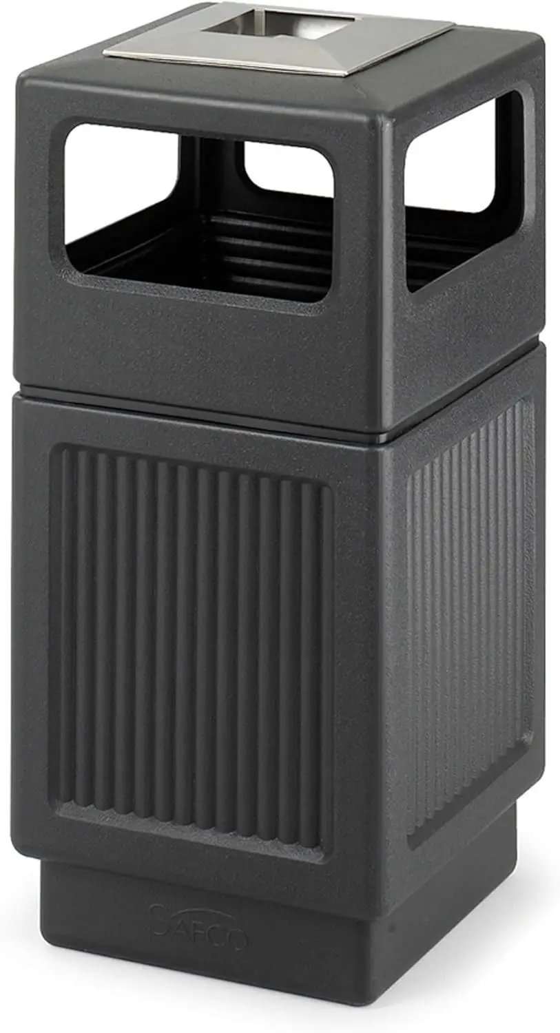 

Safco, Canmeleon Garbage Can for Indoor and Outdoor Use, Trash Receptacle with Ashtray, 38 Gallons