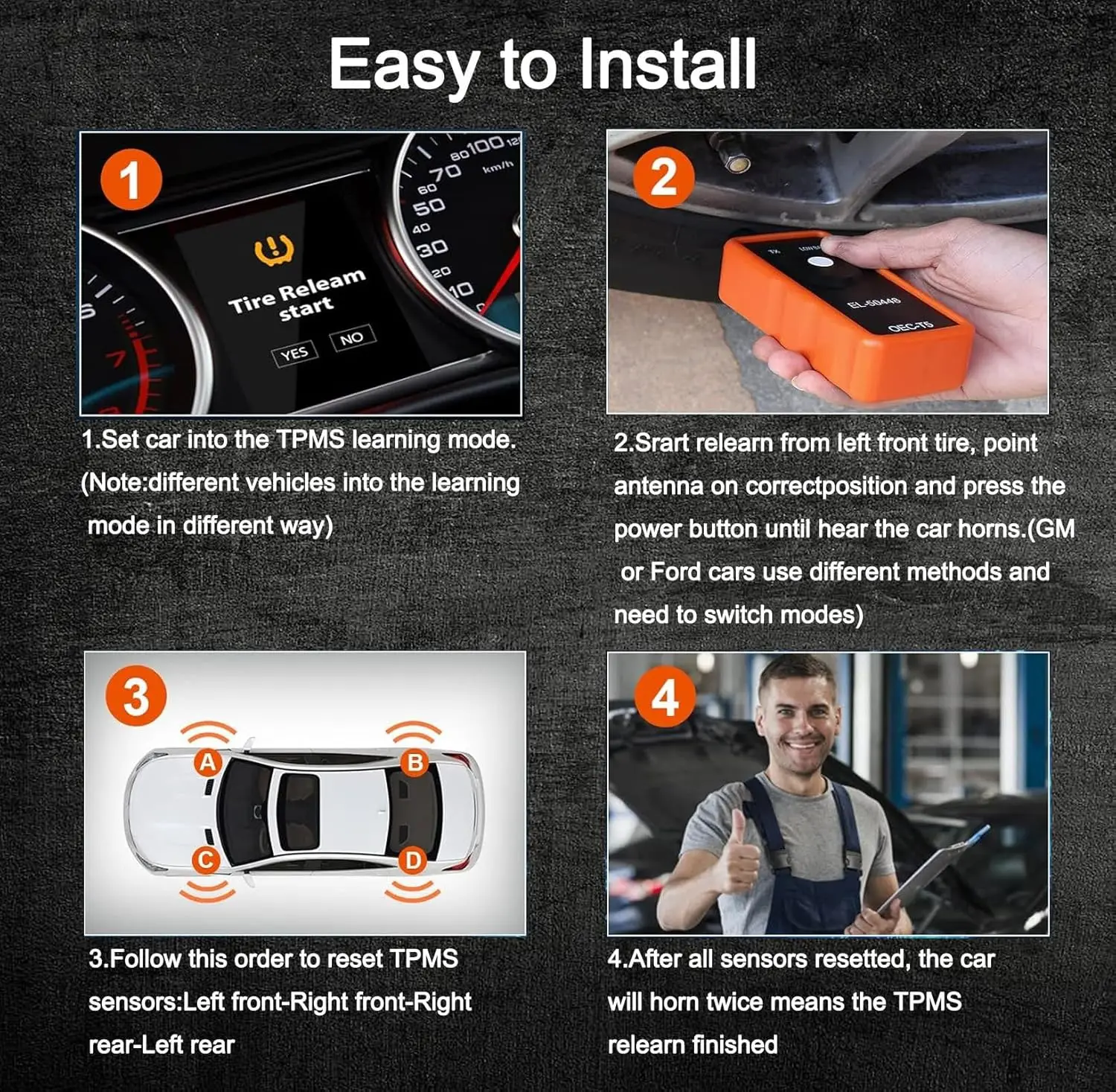 Automotive Tire Pressure Detection Sensor EL-50448 OEC-T5 Opel/GM Tire Pressure Monitoring System TPMS Reset Activation Tool view 3