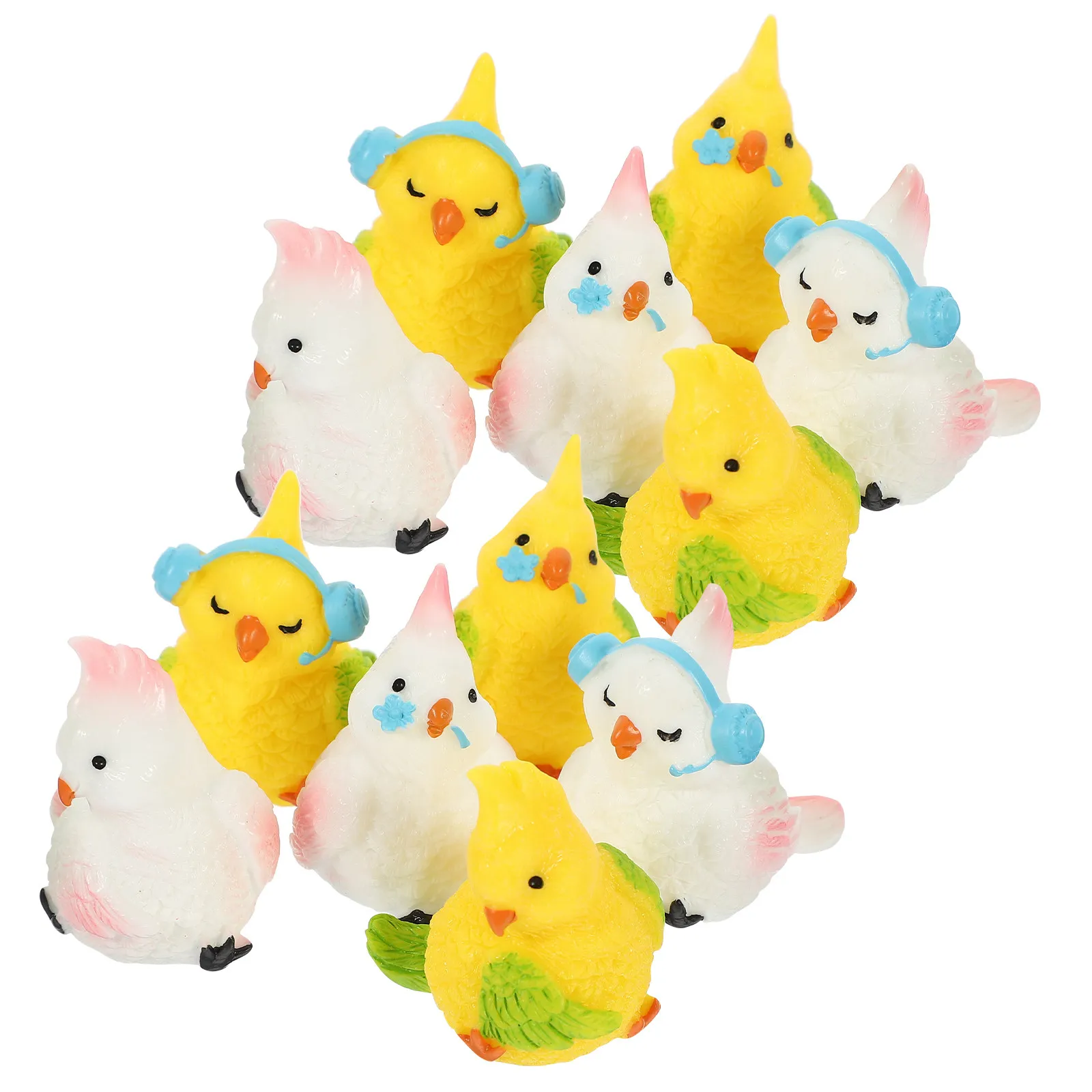 12Pcs Mini Resin Bird Statue Colorful Miniature Bird Decoration for Desk Garden Wedding Birthday Photo Prop Gift