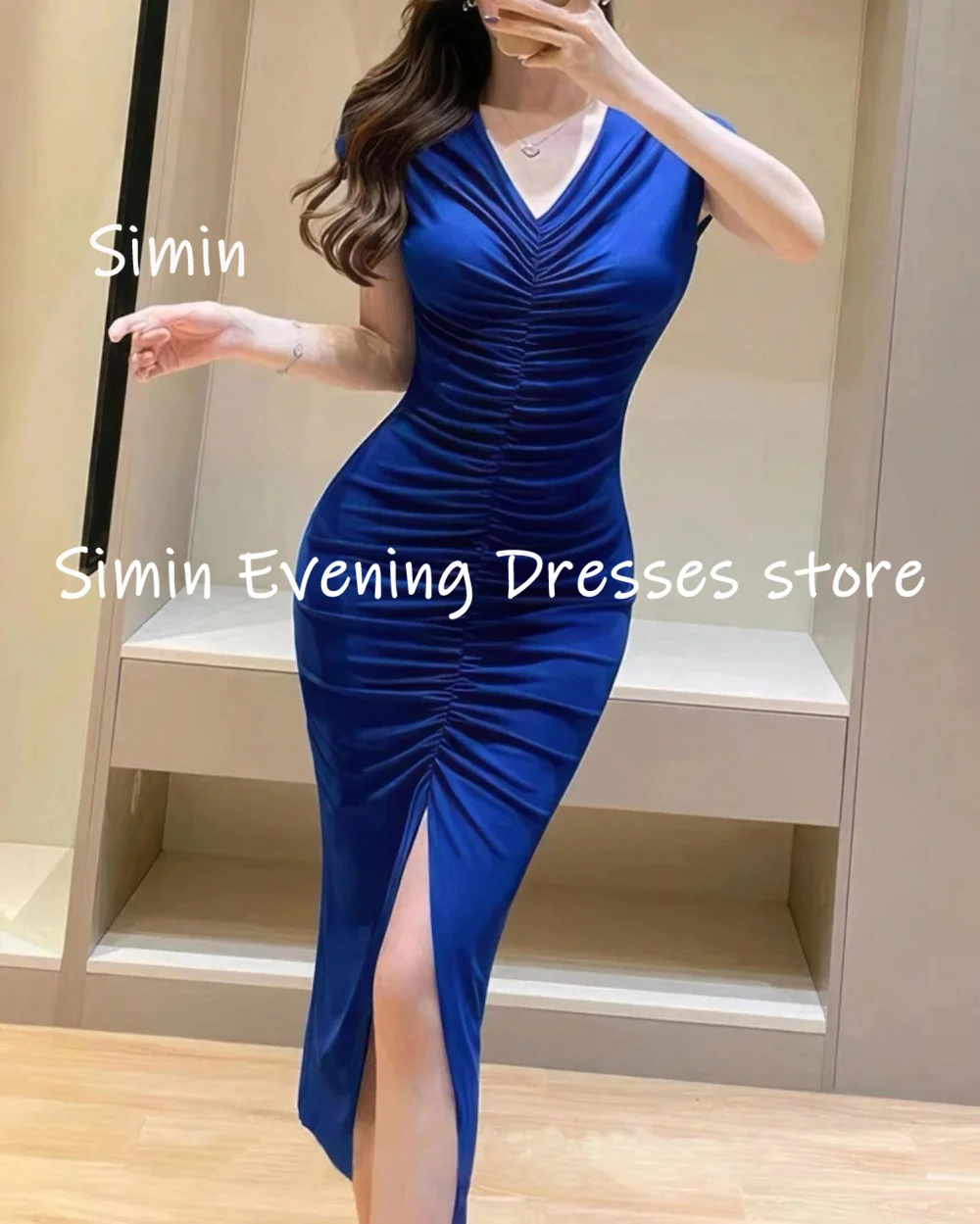 Simin Satin Mermaid Sweetheart Ruffle Populer Formal Prom Gown Ankle-length Evening Elegant Party dresses for women 2023