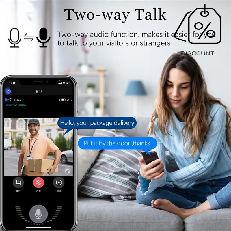 ABMF-Smart جرس باب فيديو لاسلكي عن بعد، جرس باب إنتركوم لاسلكي للكاميرا، رؤية ليلية عالية الدقة واي فاي تويا جرس باب أمان