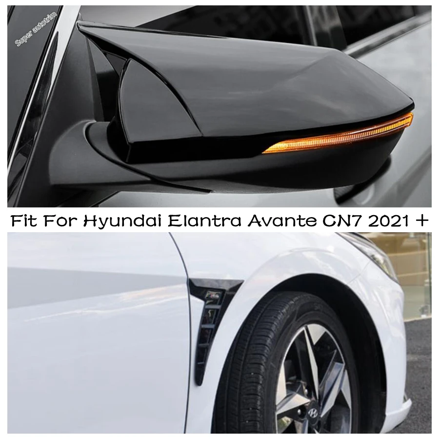 

Car Leaf Board Decoration Rearview Mirror Cover Trim Sticker For Hyundai Elantra Avante CN7 2021 2022 Carbon Fiber Accessories