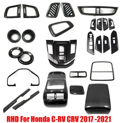 RHD For Honda C-RV CRV 2017- 2021 Carbon Fiber Inner Accessories Window Switch Panel Gear Shift Panel air vent Cover Trim