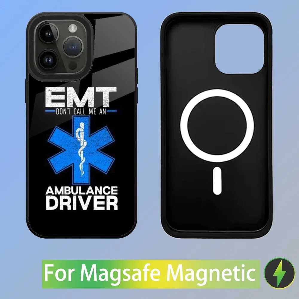 Ambulance EMS EMT Phone Case For iPhone 15,14,13,12,11,Plus,Pro,Max Mini Magsafe Magnetic Wireless Charging