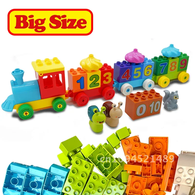 Big Size Building Blocks Set Compatible Duplo Animals Train Model Toddlers Educational Toys Gifts