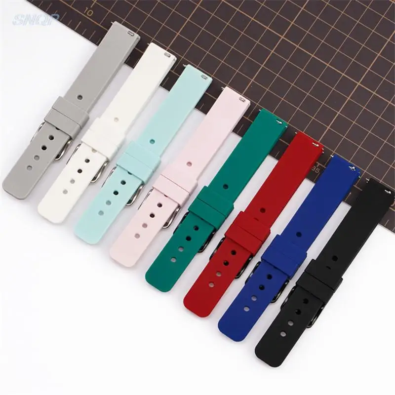 12/14/16/18/19/20/21/22/24mm Silicone Rubber Strap Men Women Sport Waterproof Quick Release Smart Watch Band Polished Buckle