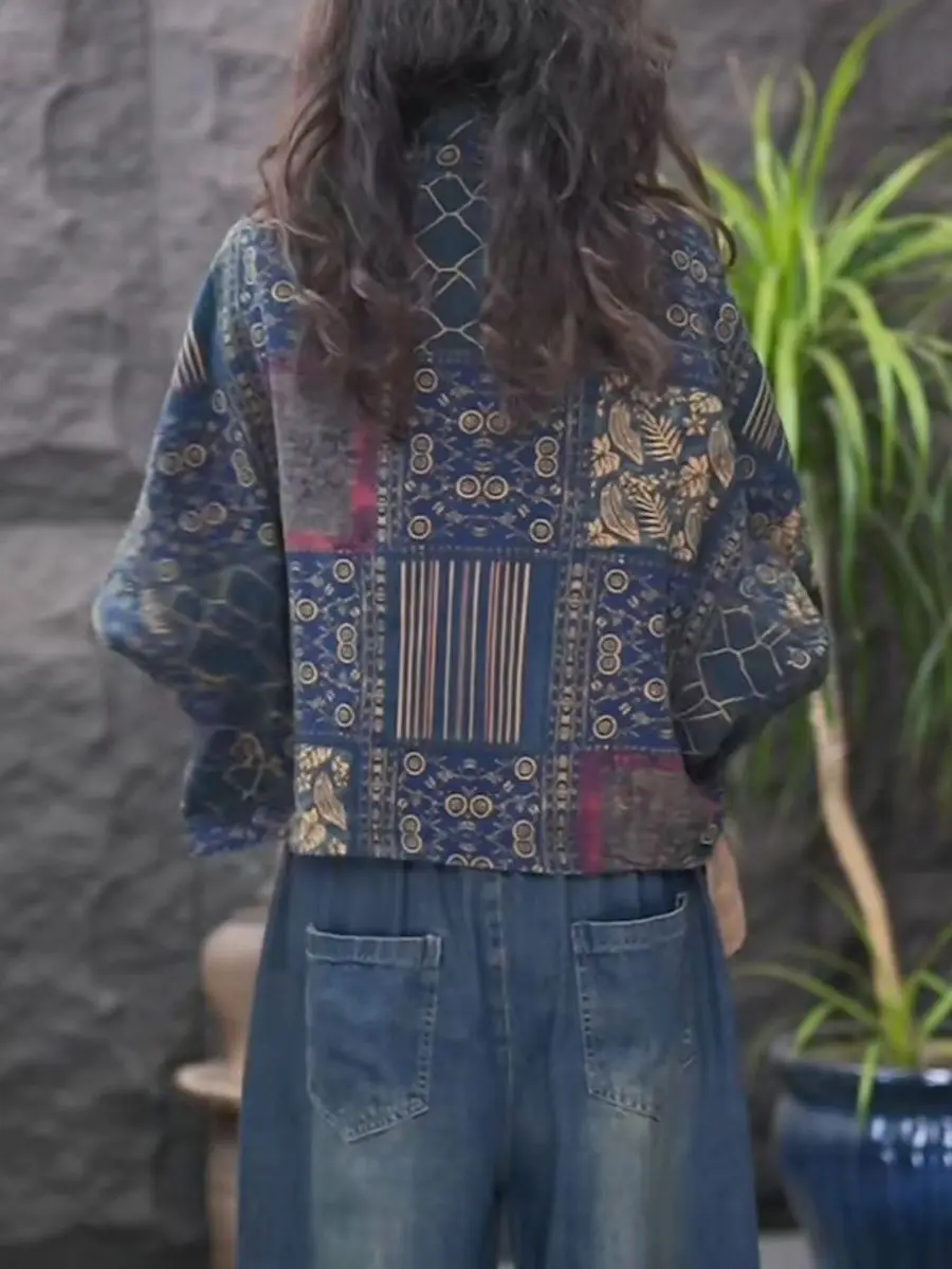 Ele rétro Double face porter Long Sve imprimé fleuri ort Cardigan Faionable artistique dames coton décontracté Jaet