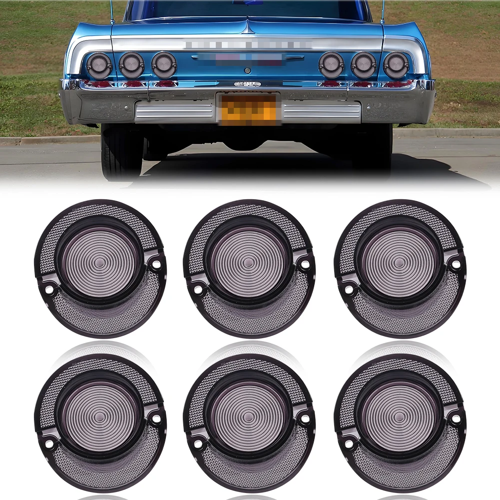 

6Pcs Rear Bumper Tail Light Brake Light Lamps Backup Light Reverse Light DRL Light Turn Signal Light Cover For 1964 Chevy Impala