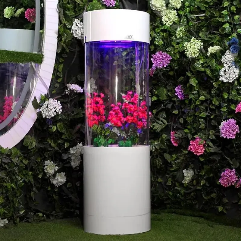 round aquarium cylindrical fish tank large cylinder acrylic aquarium 1.5 meters height