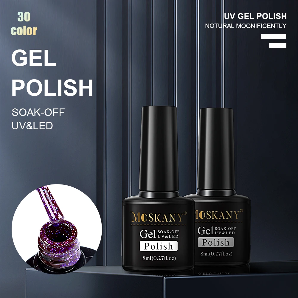 MOSKANY 20/30PCS UV Gel Nail Polish Set Semi Permanent Nails Polish Varnish Soak Off Nail Art Lacquers Base Top Coat Kit