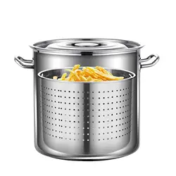 35cm Stainless Steel Stock Pot with Strainer Basket for Seafood Boil Pot Deep Fryer Pot for Family Gatherings Lobster Boil Pot