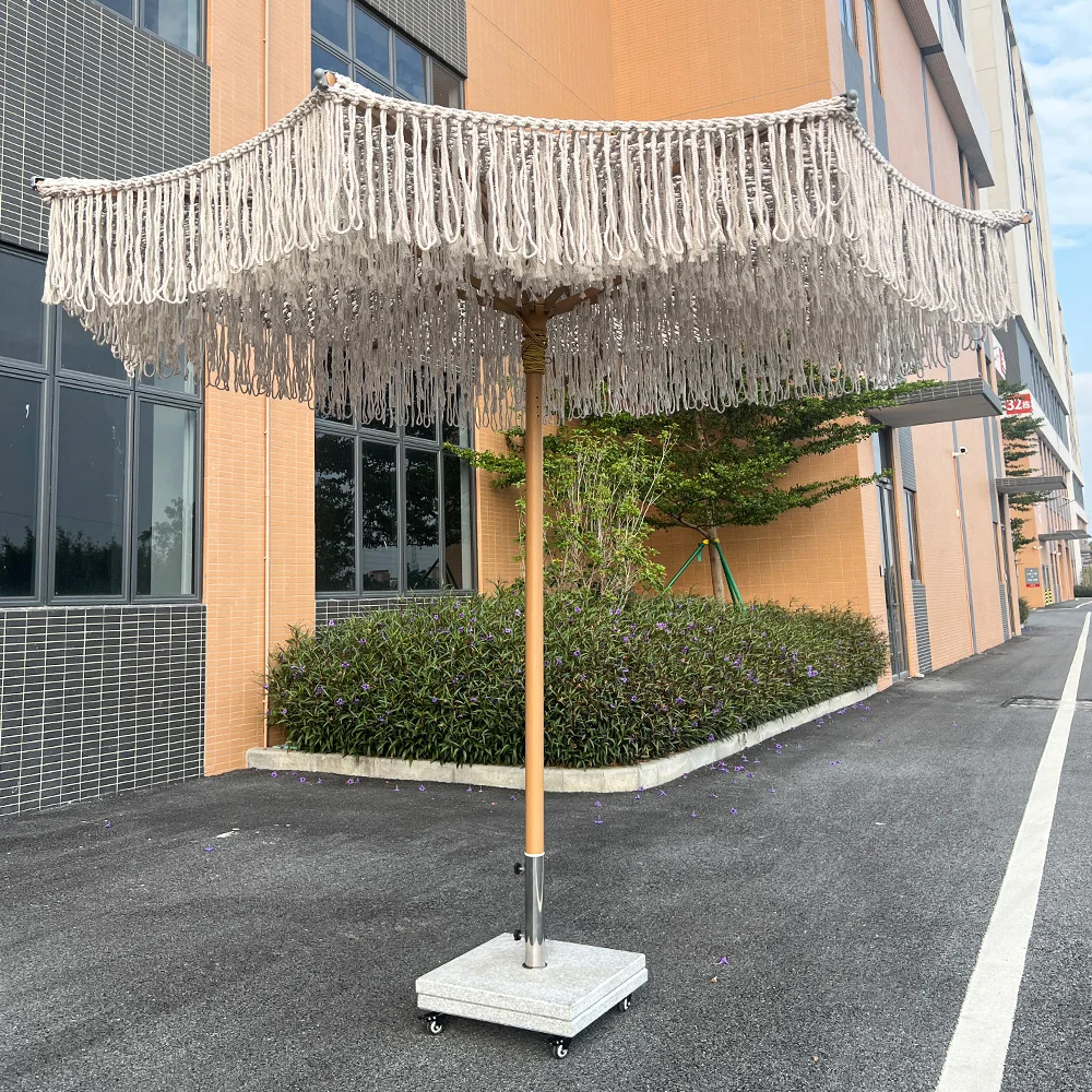 Hand Made Rope Aluminum Luxury Outdoor Big Umbrella Supplier Wholesale Business Umbrellas Customizable Patio Umbrellas Bases