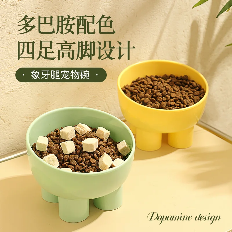 The New Macaron Color Elephant Leg Neck Guard Bowl Cat Food Bowl Anti-overturning Pet Food Utensils