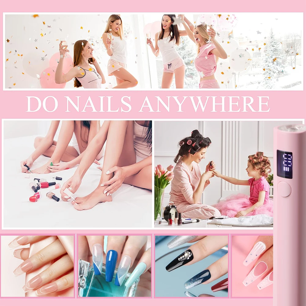 LINMANDA ハンドヘルドジェルネイルライト USB 充電式小型デジタルディスプレイポータブルネイルドライヤーランプマニキュア硬化用