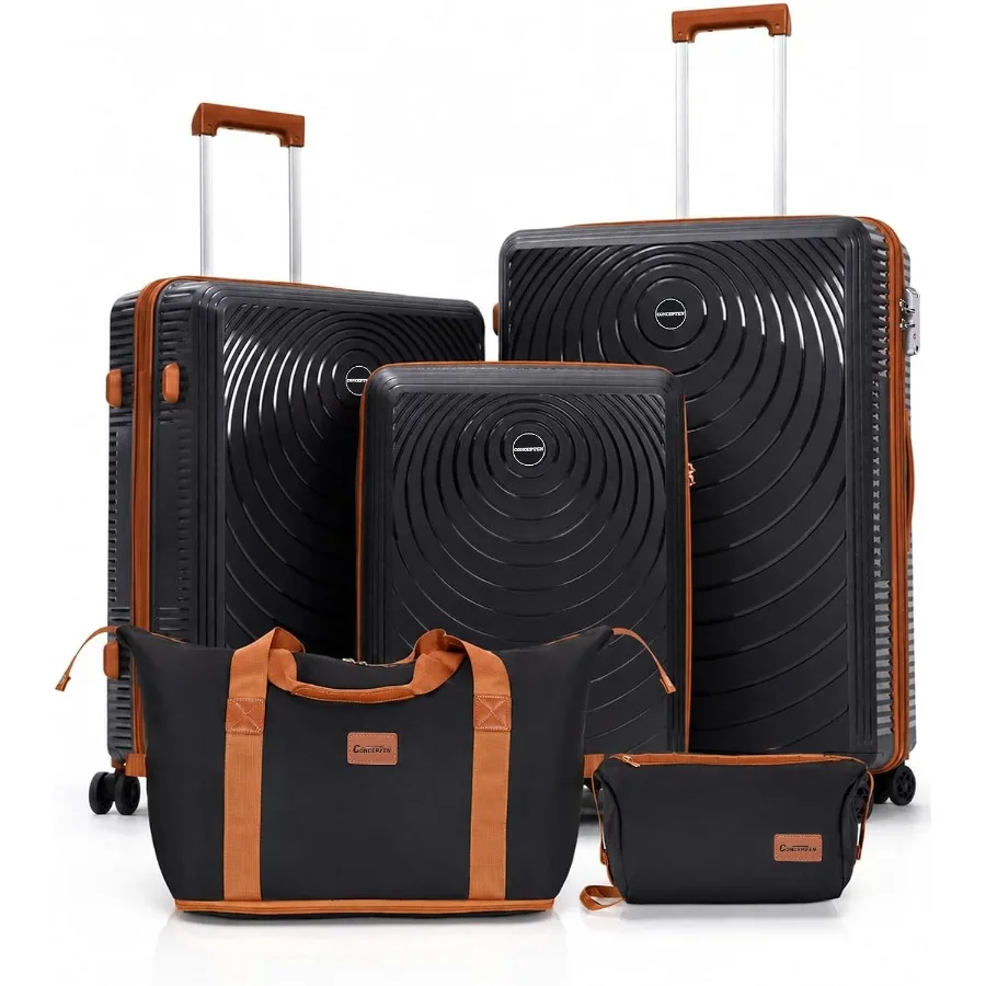 Luggage Sets 5 Pcs, PP Suitcase Set with Spinner Wheels, TSA Lock