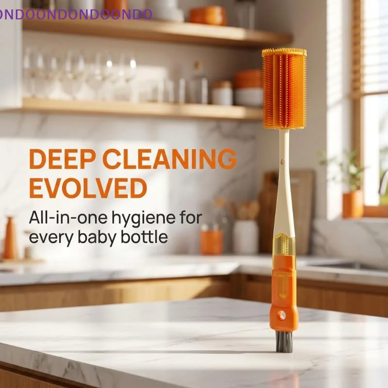 5 In 1 Silicone Bottle Cleaning Brush Long Handle Multifunctional Heads BPA Free for New Mom Baby Feeding Bottle Sippy Cup Clea