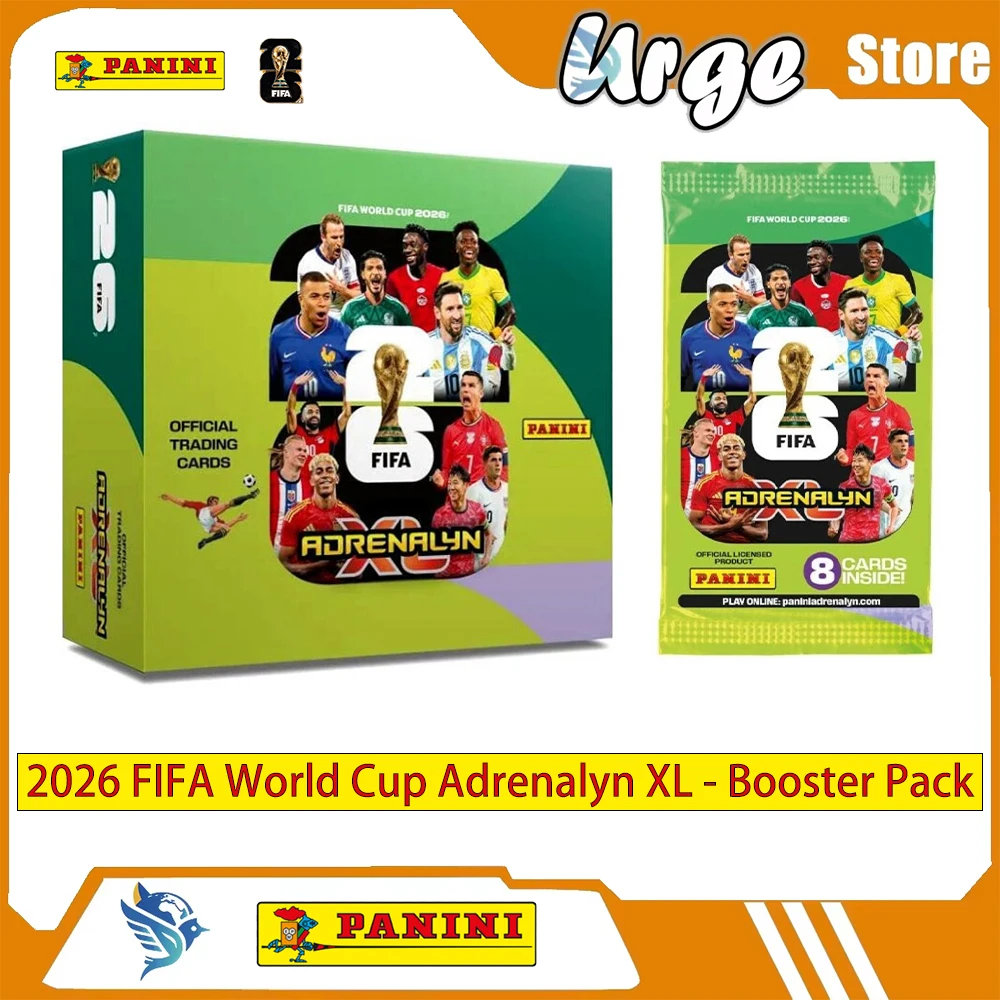 

Коллекционная карточка Panini Adrenalyn XL к Чемпионату мира по футболу FIFA 2026: Официальный оригинальный бустер-пак с карточками футбольных звезд