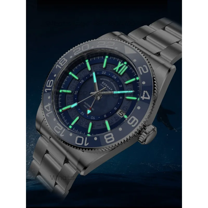 2024 New Sports Watch Men's Luminous Automatic Mechanical Watch Diving Chronograph