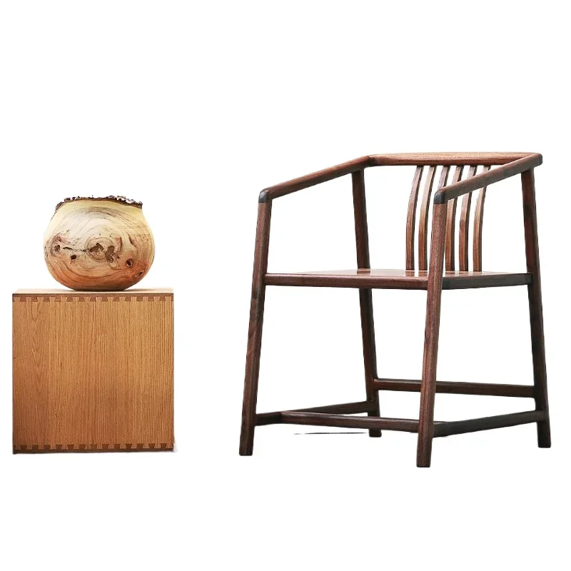 

Black walnut chair, dining chair, solid wood stool, comb back new Chinese style
