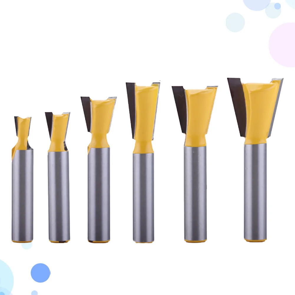 6pcs 8Mm Dovetail Cutter Hard Wear-Resistant Smooth Cutting No Burr Chisel Edge For Solid Wood Gluing Planing Density Board Wood