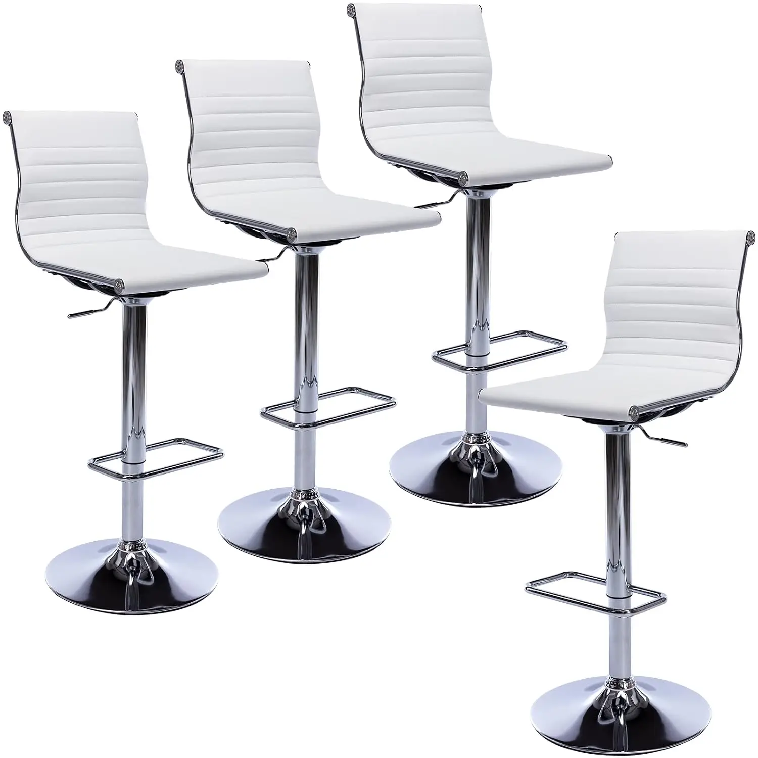 Height Adjustable Bar Stool Set of 4 Modern PU Leather Armless Counter Stool with Chrome Base for Kitchen Bar Dining, Customized