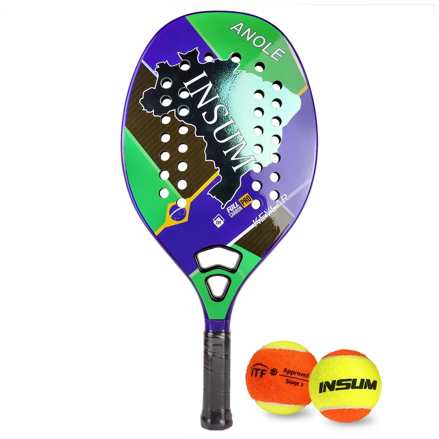 INSUM Beach Tennis Rackets,Carbon Fiber /Kelvar Grit Face with EVA Memory Foam Core Beach Tennis Rackets