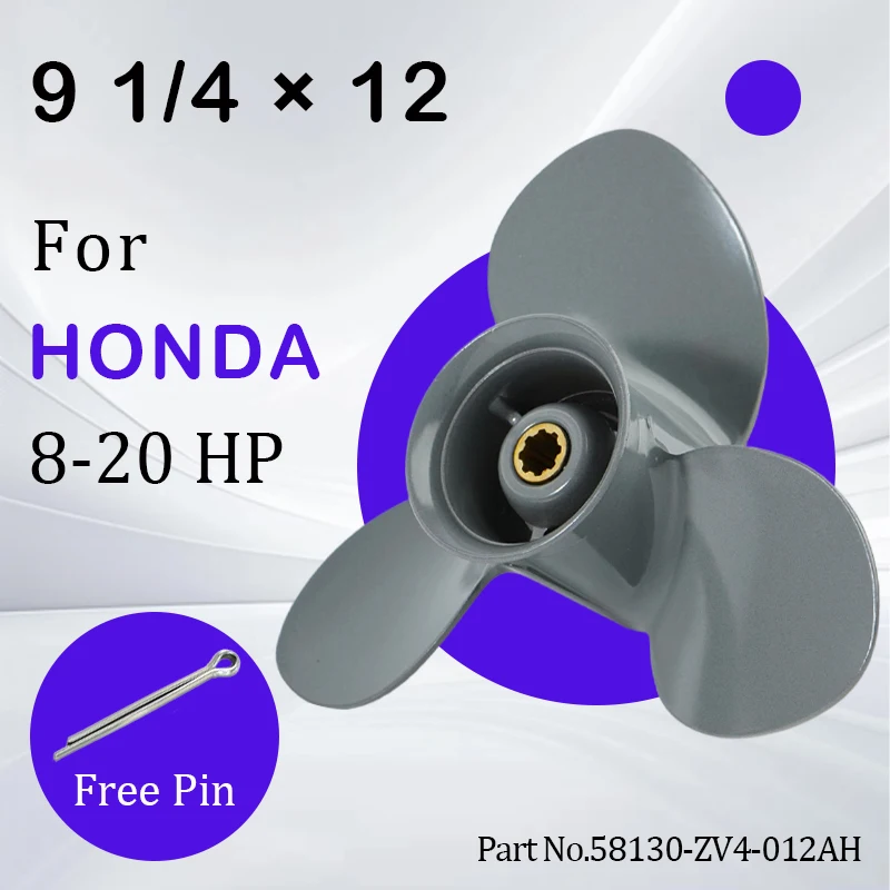 

Лодочный пропеллер 9 1/4x12 для Honda 8HP 9,9HP 15HP 20HP подвесной двигатель алюминиевый винт 8 шлицевых морских двигателей часть 58130-ZV4-012AH