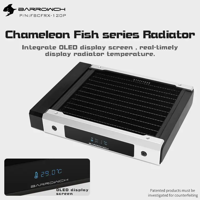 Barrowch Chameleon Fish Modular Radiator With Oled Display & 12Cm Fan ...