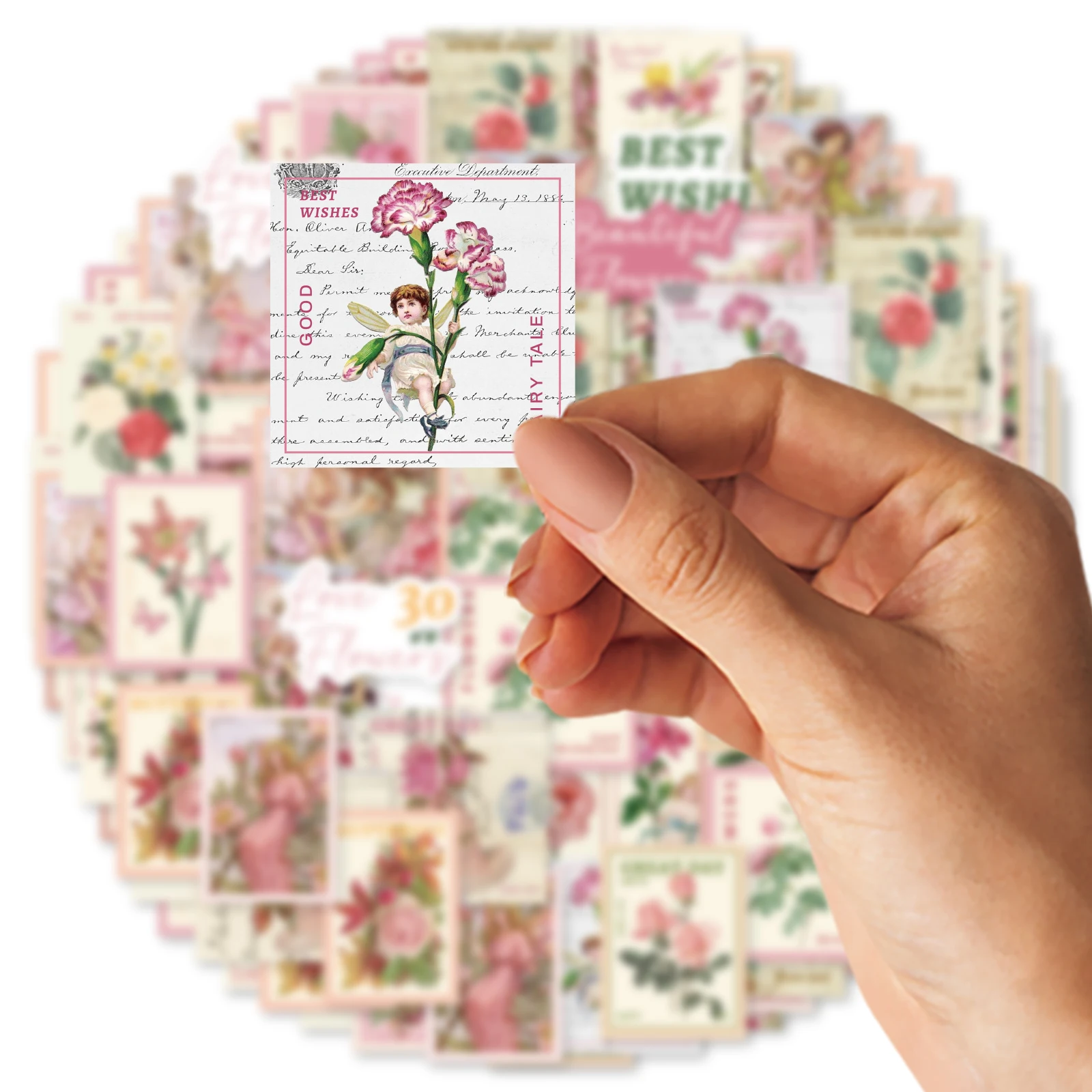 46pcs Rose, Fairy, Bird Vintage Graffiti Stickers Decorated Notebook Water Cup Suitcase Guitar Classic Toy Scrapbook DIY Decal