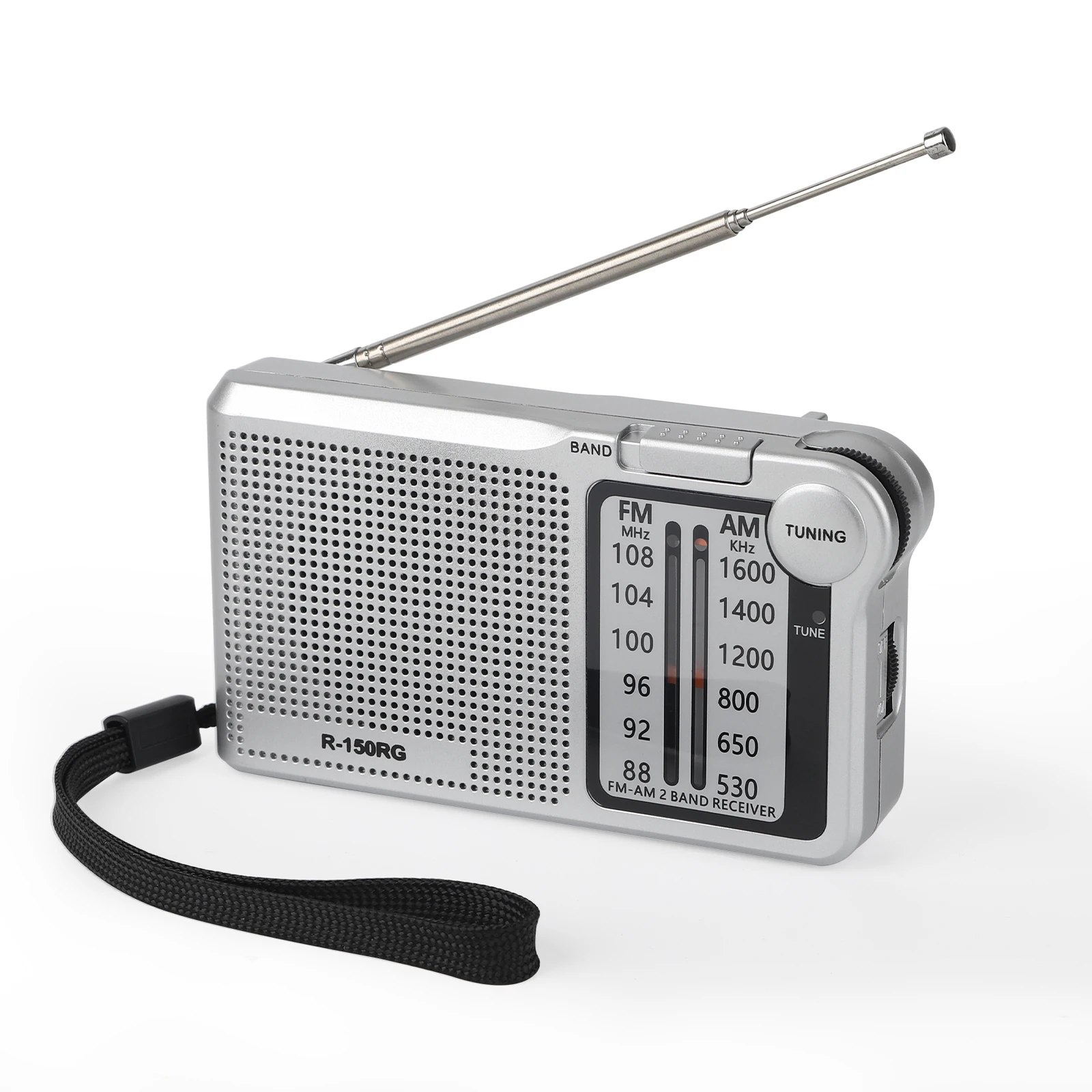 150RG radio Portable AM/FM radio, small pocket radio with speaker, headphone jack, USB charging cable for indoor and outdoor