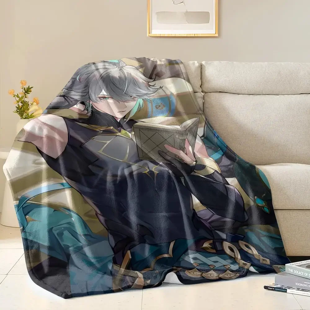 Game Alhaitham Genshin Impact Throw Soft Flannel Throw Blanket for Sofa Bed Couch Air Conditioning Blanket for Office Naps Home