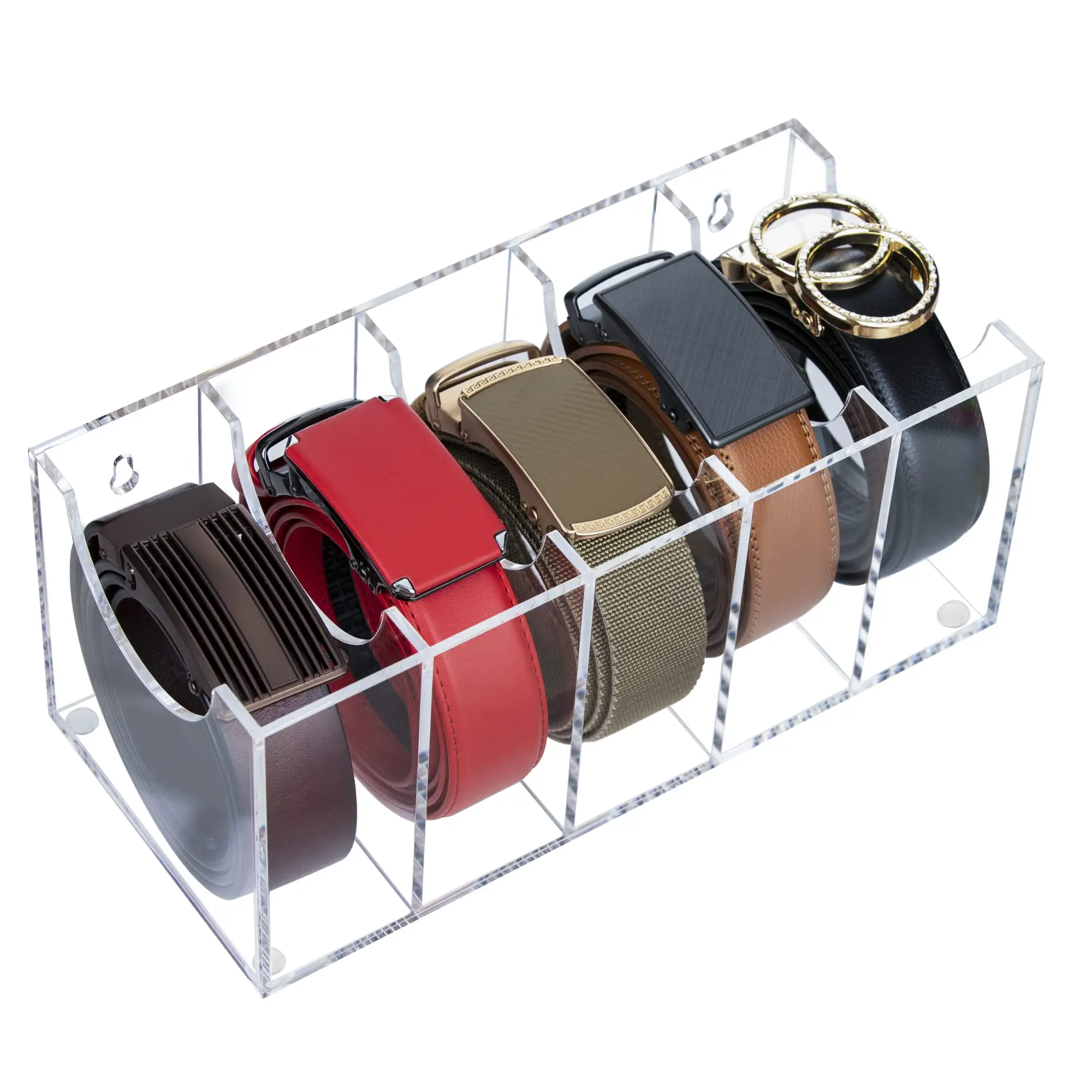 Acrylic Belt Organizer for Closet Clear Storage Holder Display Case for Makeup, Jewelry, Watches, Bow Tie Multipurpose Container