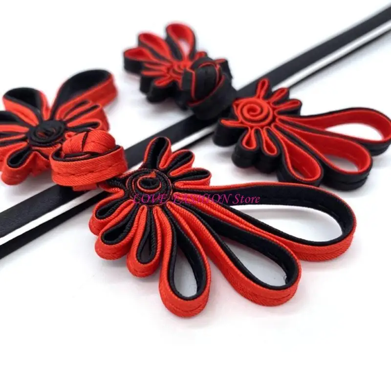 

Handmade Chinese Knot Button Flower Ribbon Fastener Costume DIY Craft Y166