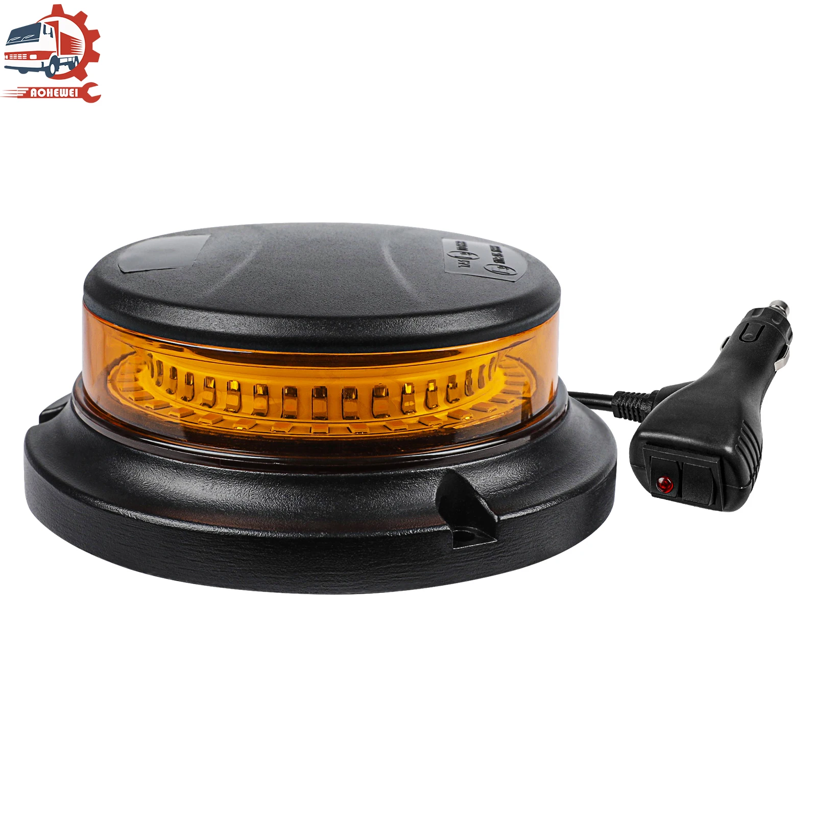 AOHEWEI Yellow Warning Light 36leds And 10 Modes Magnetic Signal Light For Bus Trucks Tractor Waterproof Ip68 