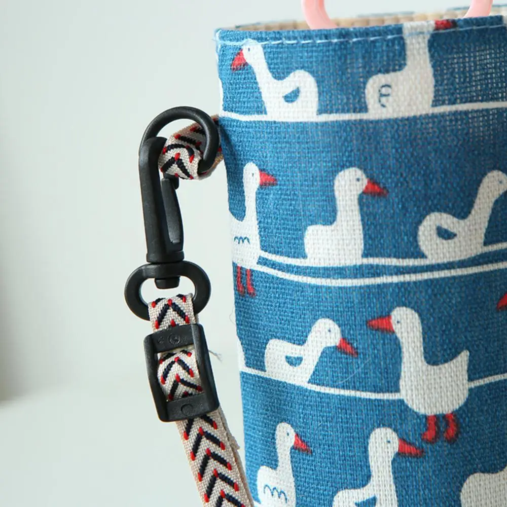 1PC Fashionable Water Bottle Holder Cup Set Storage Bag Cotton Linen Canva Water Cup Bag Portable Lanyard Coffee Accessories