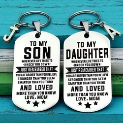 To My Son Daughter Keychain Gift From Mom Inspirational Birthday Christmas Gift for Son Daughter Dog Tags for Teen Boy Girl