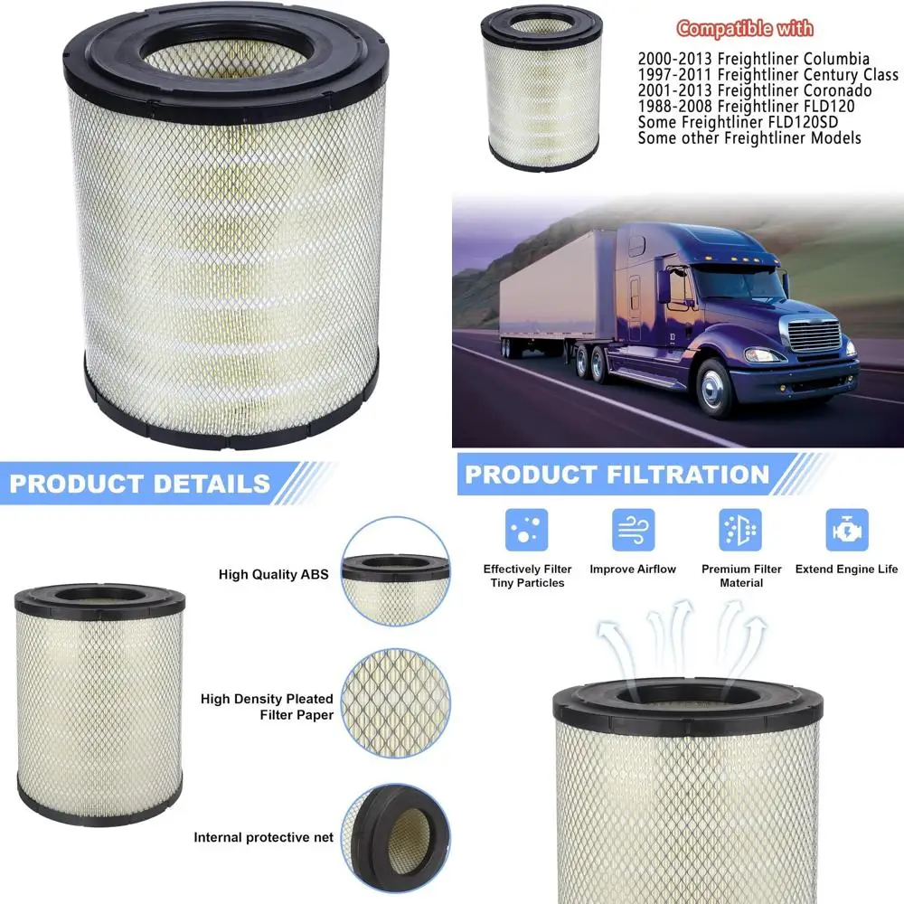 

Engine Air Filter for Freightliner Columbia, Century Class, Replaces A25139M, A4908, P185069, LA1849, RS3518, A2120, 46556