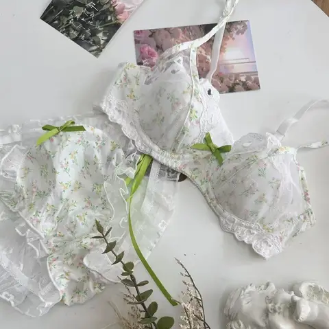 로맨틱한 프렌치 꽃 란제리, 부드러운 언더와이어, 편안한 프렌치 스위트 브라 세트