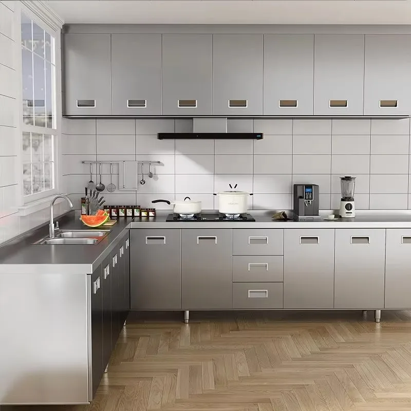 New Arrival Stainless Steel Kitchen Cabinet Small Kitchen Cabinet Set with Sink Modular Stainless Steel Kitchen Cabinets