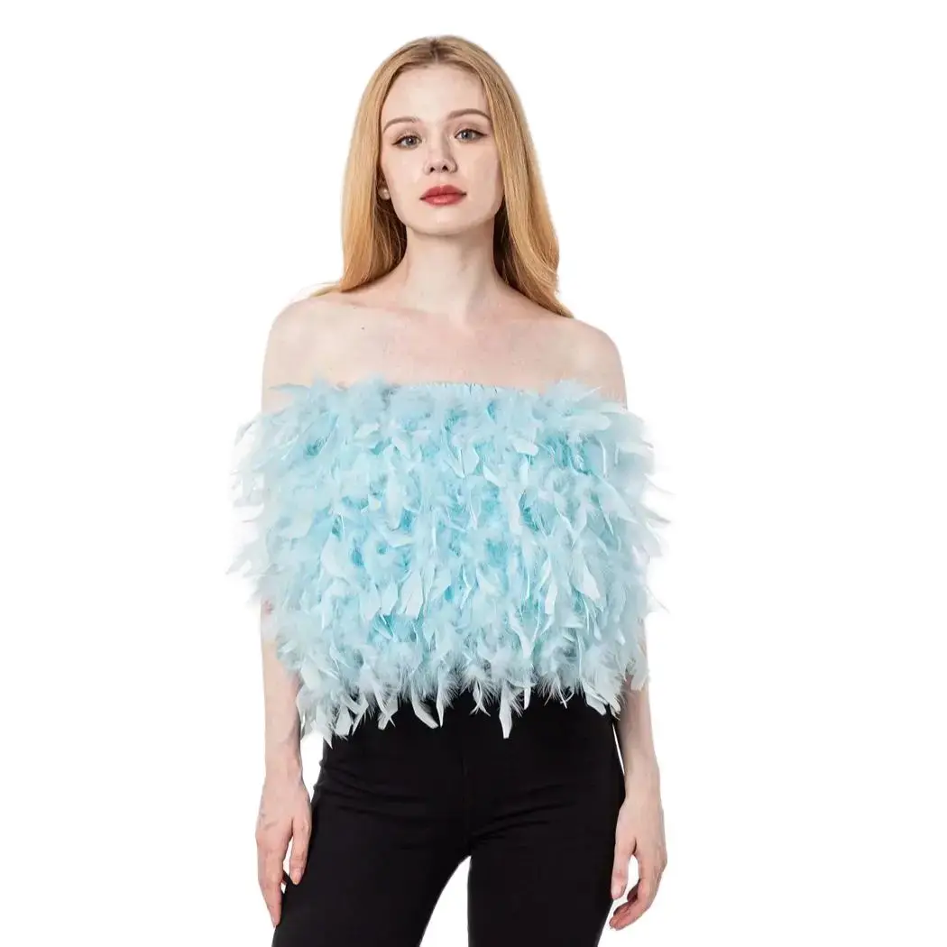 Real Lady Turkey Ostrich Feather Tube Top for Women, Elegant Big Size Chest Wrap, Party Gift, New, 210703