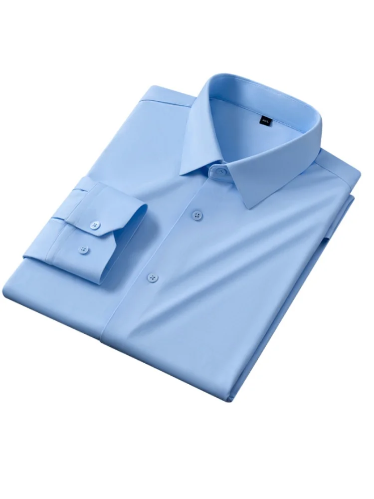 Hoge Stretch Anti-Rimpel Herenoverhemden Lange Mouwen Dress Shirts Heren Fit Sociale Business Blouse Sociaal Overhemd Herenkleding S-4XL - afbeelding 2
