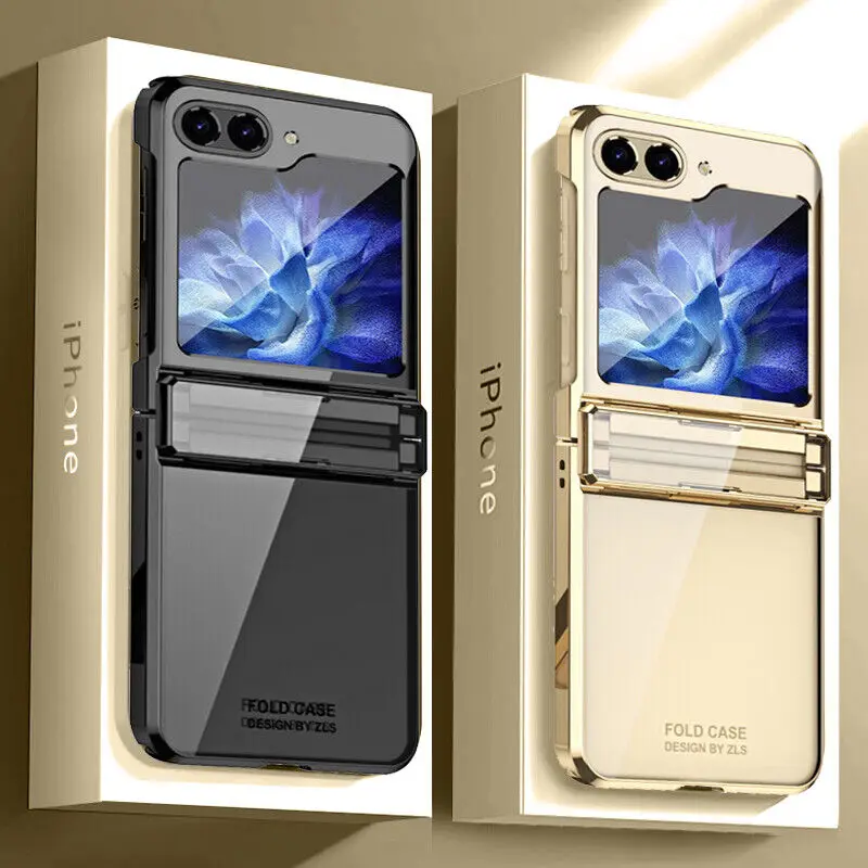 Luxury Plating Hinge Protection Case For Samsung Galaxy Z Flip6 Flip5 Flip4 5G Fold Buckle Link Shockproof PC Hard Phone Cover